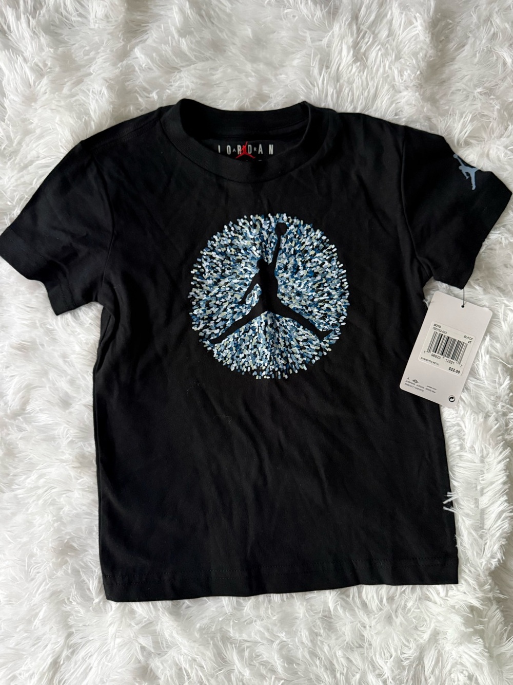 Black Short-Sleeve Tee with Blue Graphic Jumpman